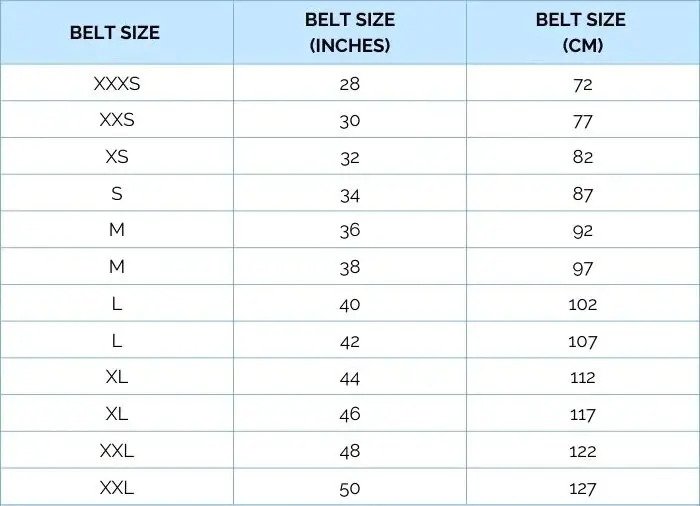 Belt Size For Men 