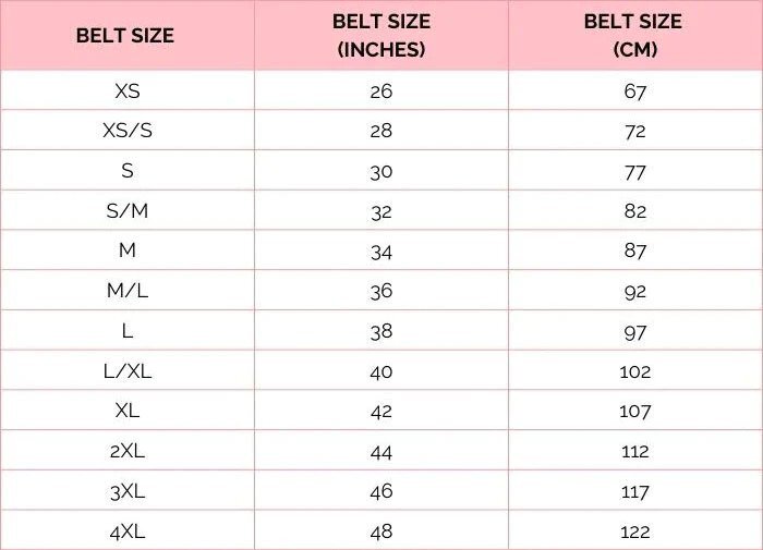 Belt Size For Women 